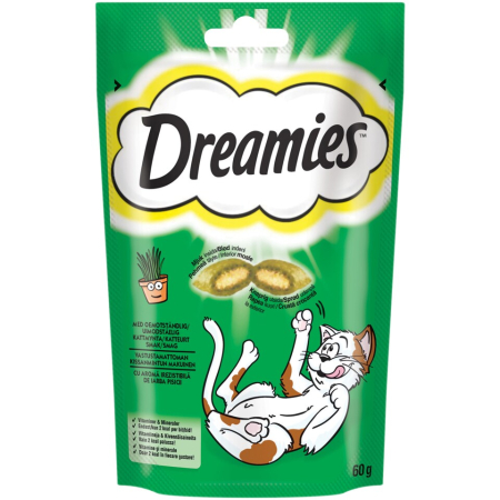 Recompense Pisici - Dreamies Recompense pentru pisici, cu aroma de iarba pisicii 60g