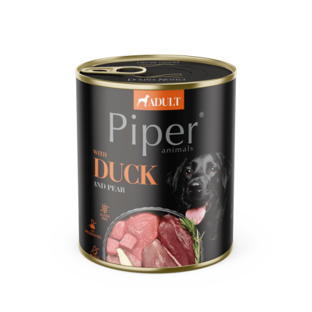 Hrană Umedă Câini - Hrana umeda pentru caini adulti PIPER DOG, carne de rata si pere- 800g