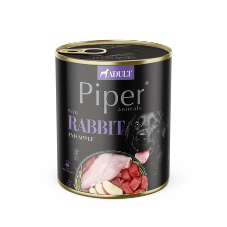 Hrană Umedă Câini - Hrana umeda pentru caini adulti PIPER DOG, iepure si mar, 800g