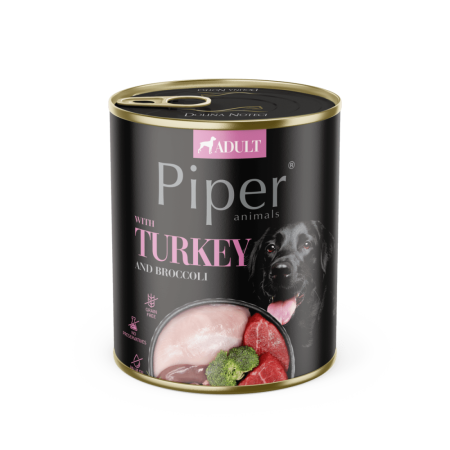 Hrană Umedă Câini - Hrana umeda pentru caini PIPER DOG, curcan si brocolli, 800g