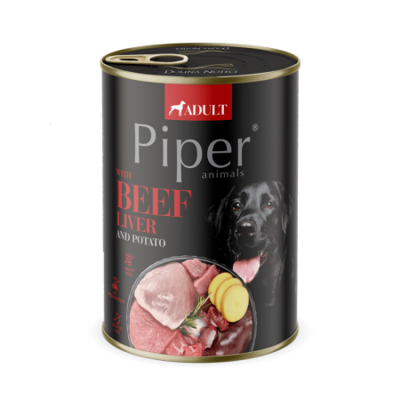 Hrană Umedă Câini - Hrana umeda pentru caini PIPER DOG, ficat de vita si cartof, 400g