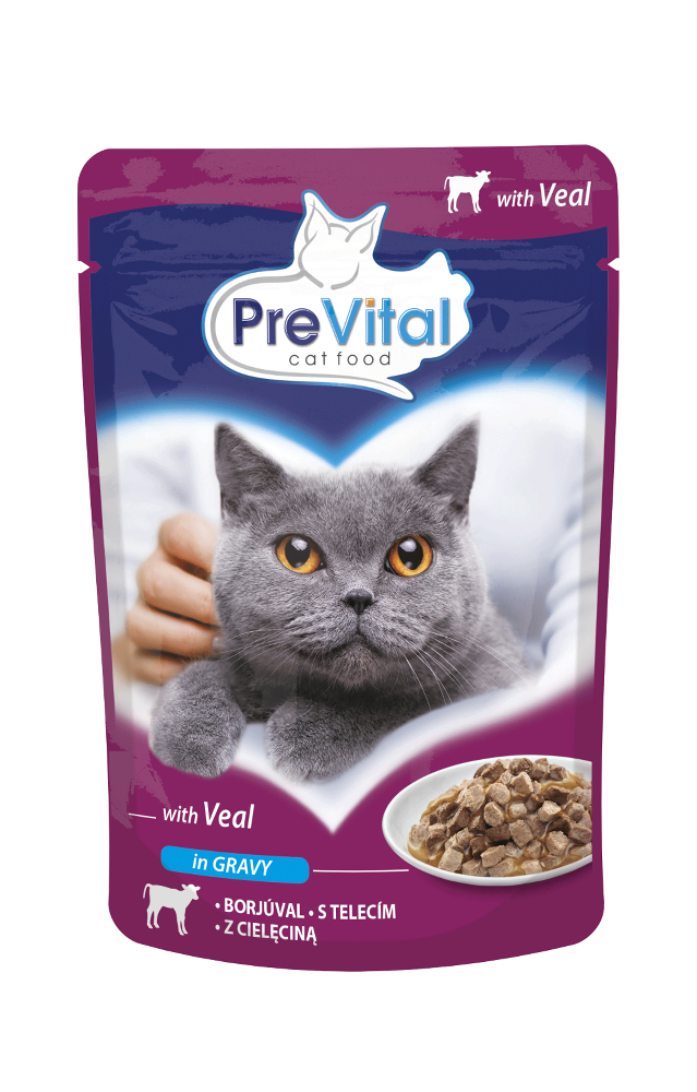 Hrană Pisici - Hrana umeda pentru pisici PreVital, cu vitel, 100g
