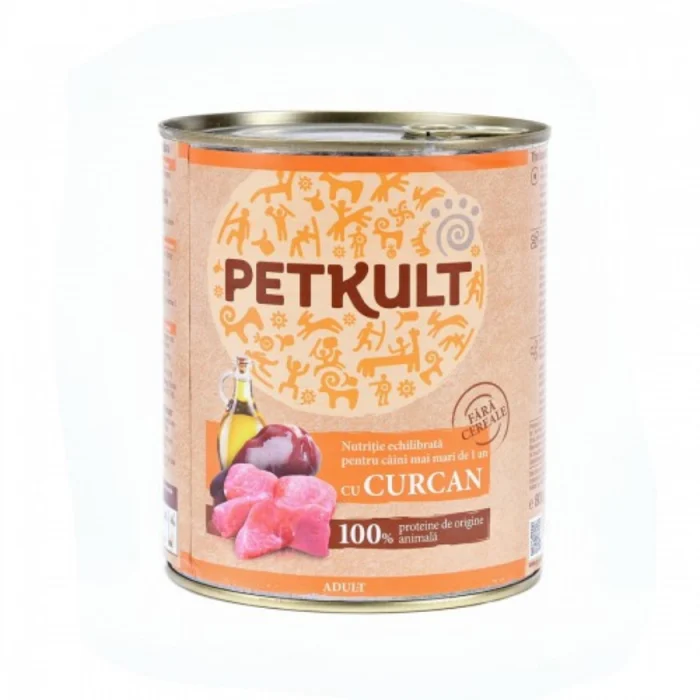 Hrană Câini - Hrana umeda Petkult Adult cu curcan 800 g