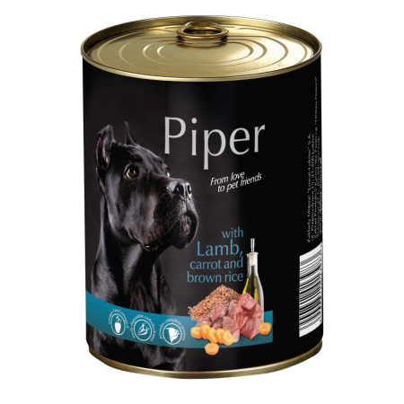Hrană Umedă Câini - Hrana umeda Piper Adult, Miel, Morcovi, 800 g