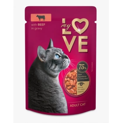 Hrană Pisici - My Love Hrana Umeda Pisici Adulte Vita In Sos Plic 85gr