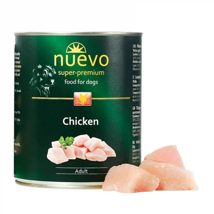 Hrană Câini - NUEVO Adult-Pui, conservă hrană umedă fără cereale câini, (pate), 800g
