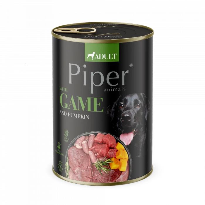 Hrană Umedă Câini - Piper Adult, Hrana Umeda, Carne de Vanat si Dovleac, 400 g