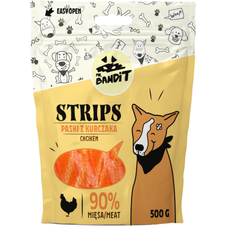 Recompense Câini - Recompense pentru caini Mr. Bandit STRIPS, pui, 500g