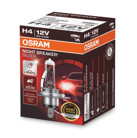 Becuri Auto - Bec H4 OSRAM Night Breaker Silver +100% 12V 60/55W