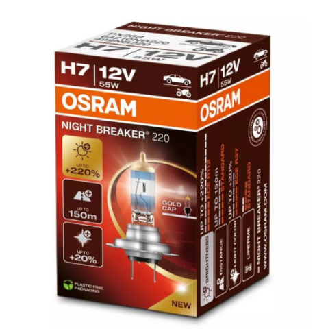 Becuri Auto - Bec H7 OSRAM Night Breaker 220 +220% 12V 55W