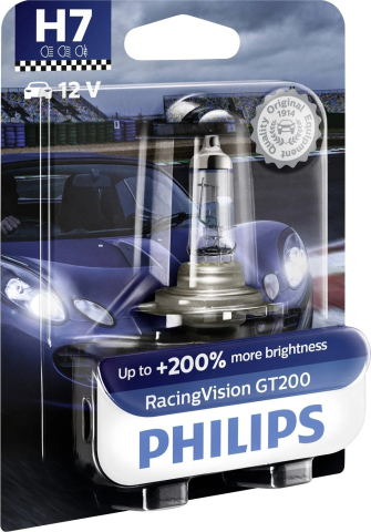 Halogen - Bec H7 Philips RacingVision GT200, plus 200% lumina, blister 1 buc.