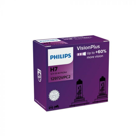 Halogen - Bec H7 Philips Vision Plus, plus 60% lumina, cutie 2 buc.