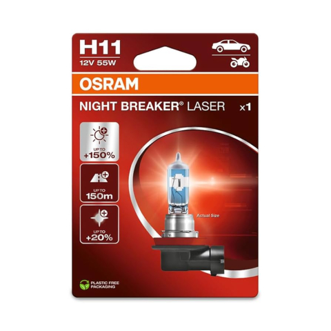 Becuri Auto - Osram Night Breaker Laser H11 12V/55W, +150% lumina, blister 1x