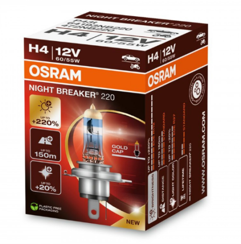 Becuri Auto - Bec halogen H4 12V Osram Night Breaker 220%