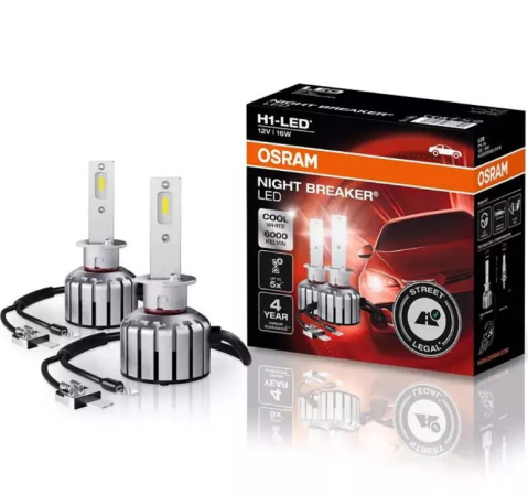 LED Omologat RAR - Set 2 LED H1 OSRAM Night Breaker LED 12V 16W RAR