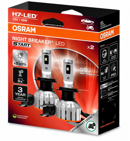LED Omologat RAR - Set 2 LED H7 OSRAM Night Breaker LED START 12V 16W 6000K