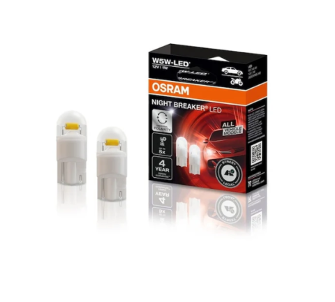 LED Omologat RAR - Set 2 LED W5W OSRAM Night Breaker 5700K, 12V, certificat RAR