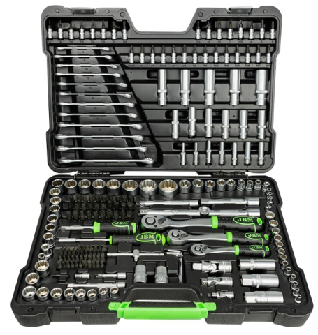 Echipamente Service - Trusă Tubulare 12 Fețe JBM 216 Piese Zincat 1/4" 3/8" 1/2"