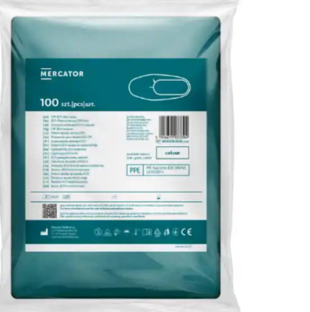 Botoși de unică folosință Mercator CPE ECO, acoperitori încălțăminte antiderapanti, albastri, nesterili, set 100 buc, bandă elastică [6]