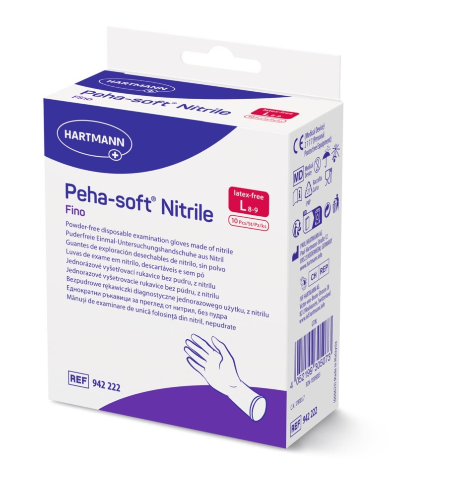 Mănuși de Examinare PAUL HARTMANN Peha-soft® Nitrile Fino L, 10 Bucăți [2]