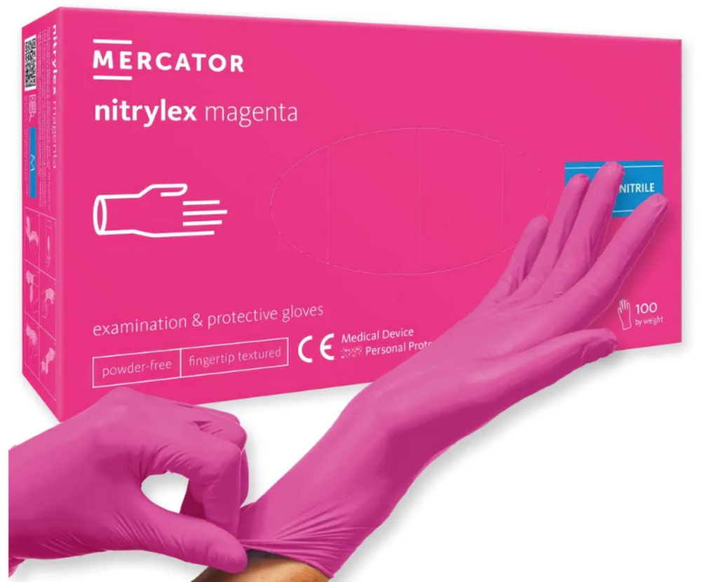 Mănuși Nitril Magenta Nepudrate Nytrilex XL 100 buc Mercator [2]