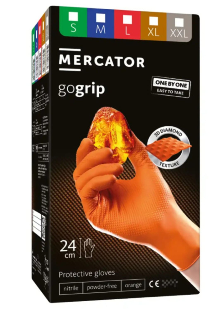 Mănuși Nitril Mecanic Auto Portocalii GoGrip One by One L 100 buc Mercator [2]