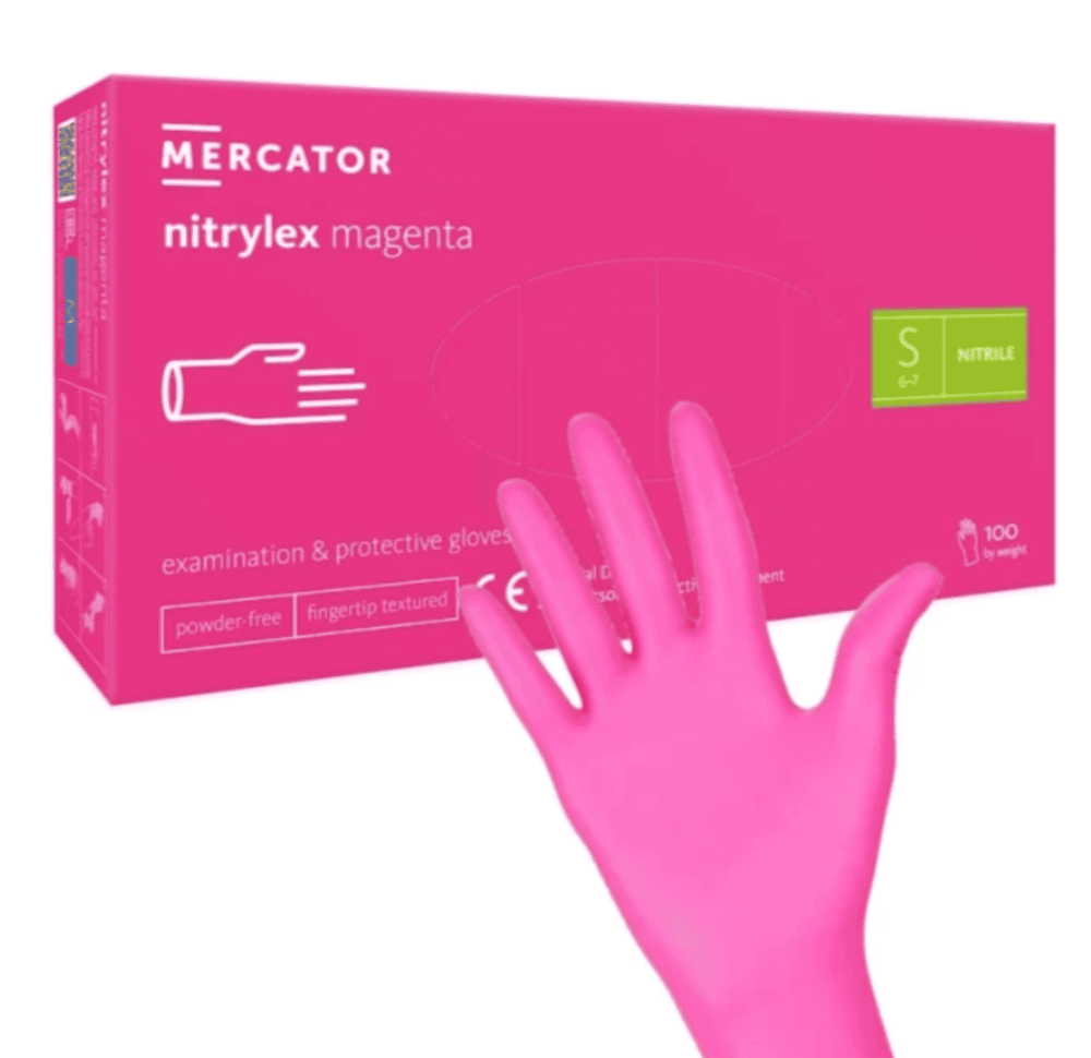 Mănuși nitril Mercator Nitrylex Magenta, nepudrate, mărimea S – set 100 buc [6]