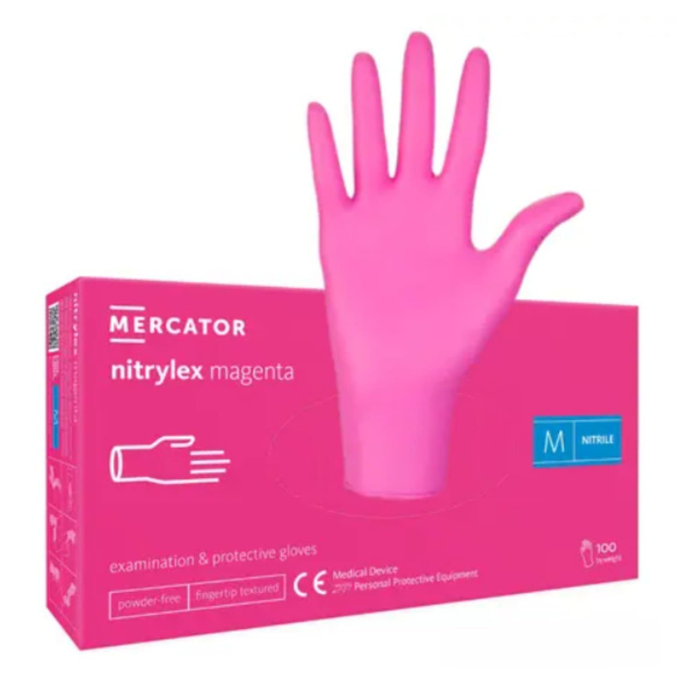Mănuși nitril Mercator Nitrylex Magenta, nepudrate, mărimea M – set 100 buc [3]