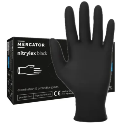 Mănuși nitril negre nepudrate Nitrylex, 100 bucăți, fără latex, rezistente și confortabile [1]