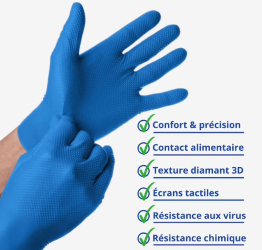 Mănuși nitril texturate Mercator GoGrip, mecanic/auto, albastre, mărimea M [6]