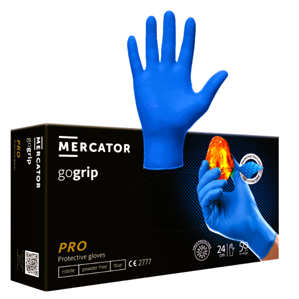 Manusi nitril texturate, Mercator Gogrip, Albastre, Marimea M [1]