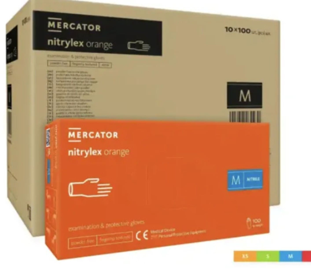Set 100 bucăți Mănuși Nitrylex Orange, nitril, nepudrate, portocalii, mărimea M [2]