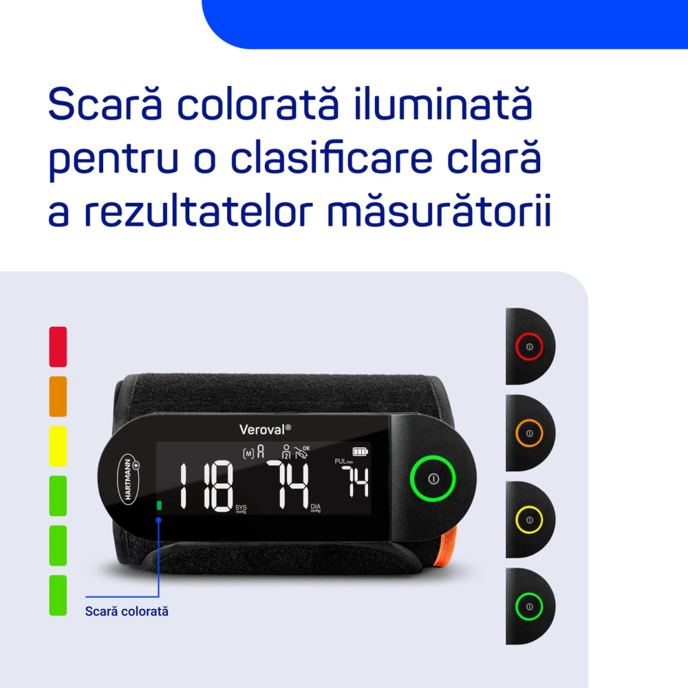 Tensiometru digital automat Veroval® fusion pentru braț, cu Bluetooth®, manșetă 22–42 cm și detectare a aritmiilor [9]