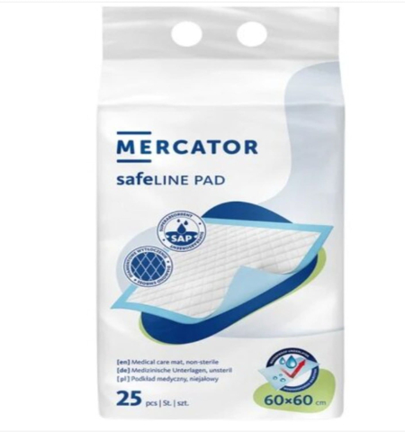 Aleză absorbantă medicală Mercator SafeLINE PAD 60 × 60 cm, 25 bucăți