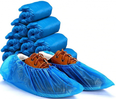 Botoși de unică folosință Mercator CPE ECO, acoperitori încălțăminte antiderapanti, albastri, nesterili, set 100 buc, bandă elastică [2]