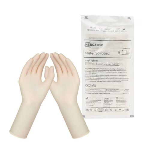 Manusi chirurgicale sterile, Mercator Santex Powdered, latex, marimea  6 / 1 pereche [1]
