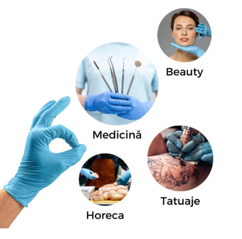 Mănuși examinare ZARYS easyCARE nitril, fără pudră, nesterile, albastre, L, 100 bucăți [4]