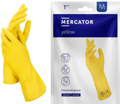 Manusi de nitril colorate - Mănuși de menaj Mercator M galbene texturate