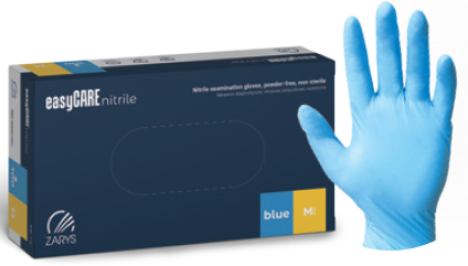 Manusi de nitril colorate - Manusi examinare, ZARYS, nitril, fara pudra, nesterile, 100 bucati / set, easyCARE, albastru, marimea M