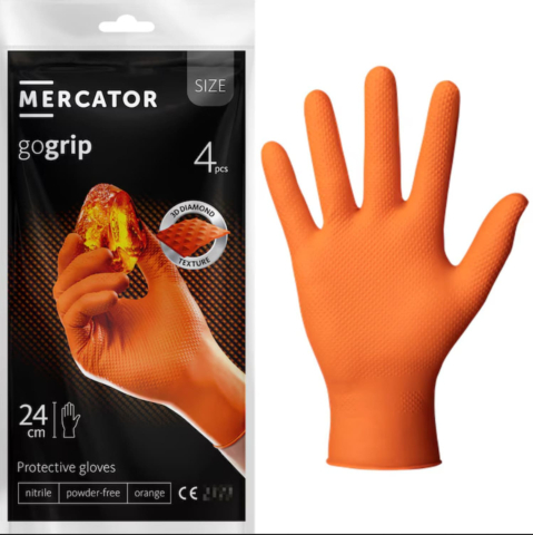 Manusi unica folosinta - Mănuși Nitril Mecanic Auto GoGrip Portocalii XL 4 buc./set