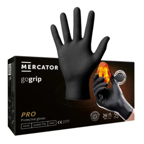 Mănuși Nitril Mercator GoGrip Negre XL