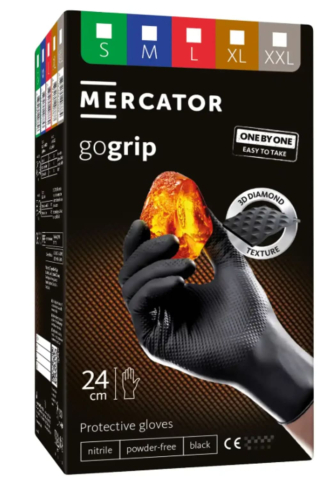 Mănuși Nitril Mecanic Auto Negre GoGrip One by One M 100 buc Mercator [1]