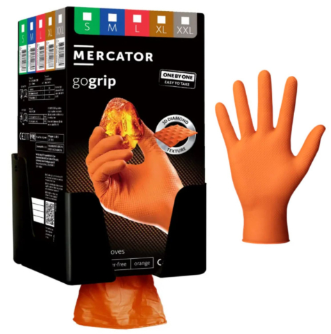 Consumabile sanitare - Mănuși Nitril Mecanic Auto Portocalii GoGrip One by One L 100 buc Mercator