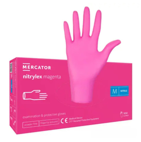 Mănuși nitril Mercator Nitrylex Magenta, nepudrate, mărimea M – set 100 buc [2]