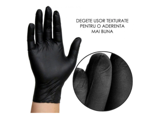 Mănuși nitril negre nepudrate Nitrylex, 100 bucăți, fără latex, rezistente și confortabile [4]
