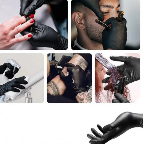 Mănuși nitril negre nepudrate Nitrylex, 100 bucăți, fără latex, rezistente și confortabile [2]