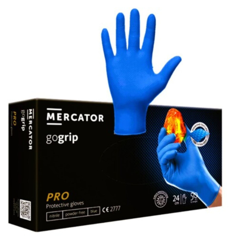 Diverse - Mănuși nitril texturate Mercator GoGrip, mecanic/auto, albastre, mărimea XL