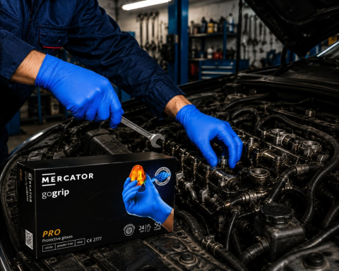 Mănuși nitril texturate Mercator GoGrip, mecanic/auto, albastre, mărimea XL [1]