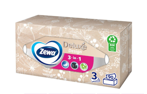 Consumabile din hartie - Șervețele faciale Zewa Deluxe Design 3in1, 90 bucăți