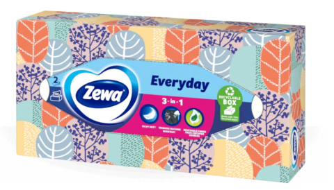 Consumabile din hartie - Șervețele faciale Zewa Everyday, 2 straturi, 100 bucăți